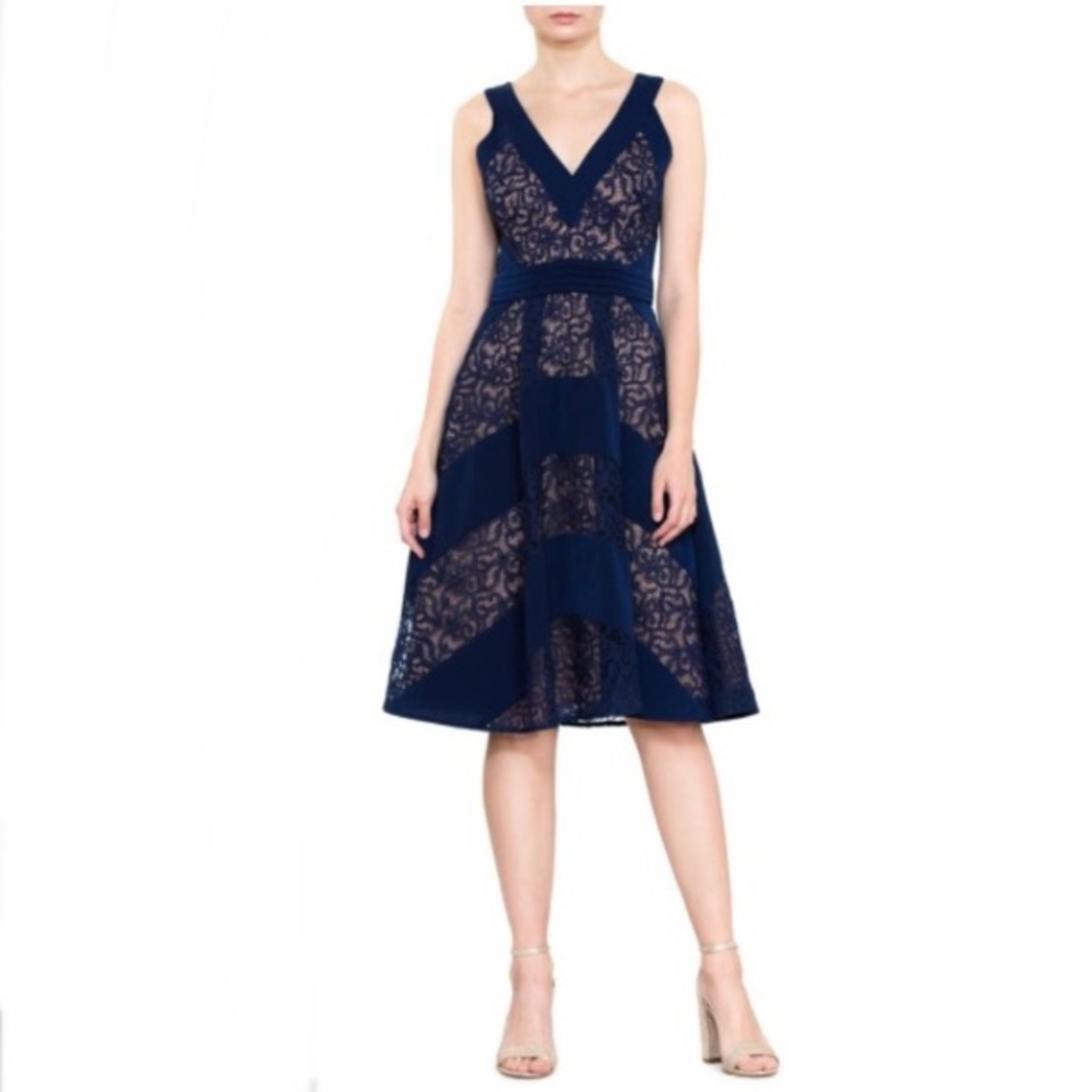 Harlyn Mixed Lace Fit & Flare Dress